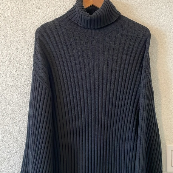 Urban Outfitters Soft, Ribbed Knit Black Balloon Sleeve Turtleneck Dress, Medium - Picture 2 of 14